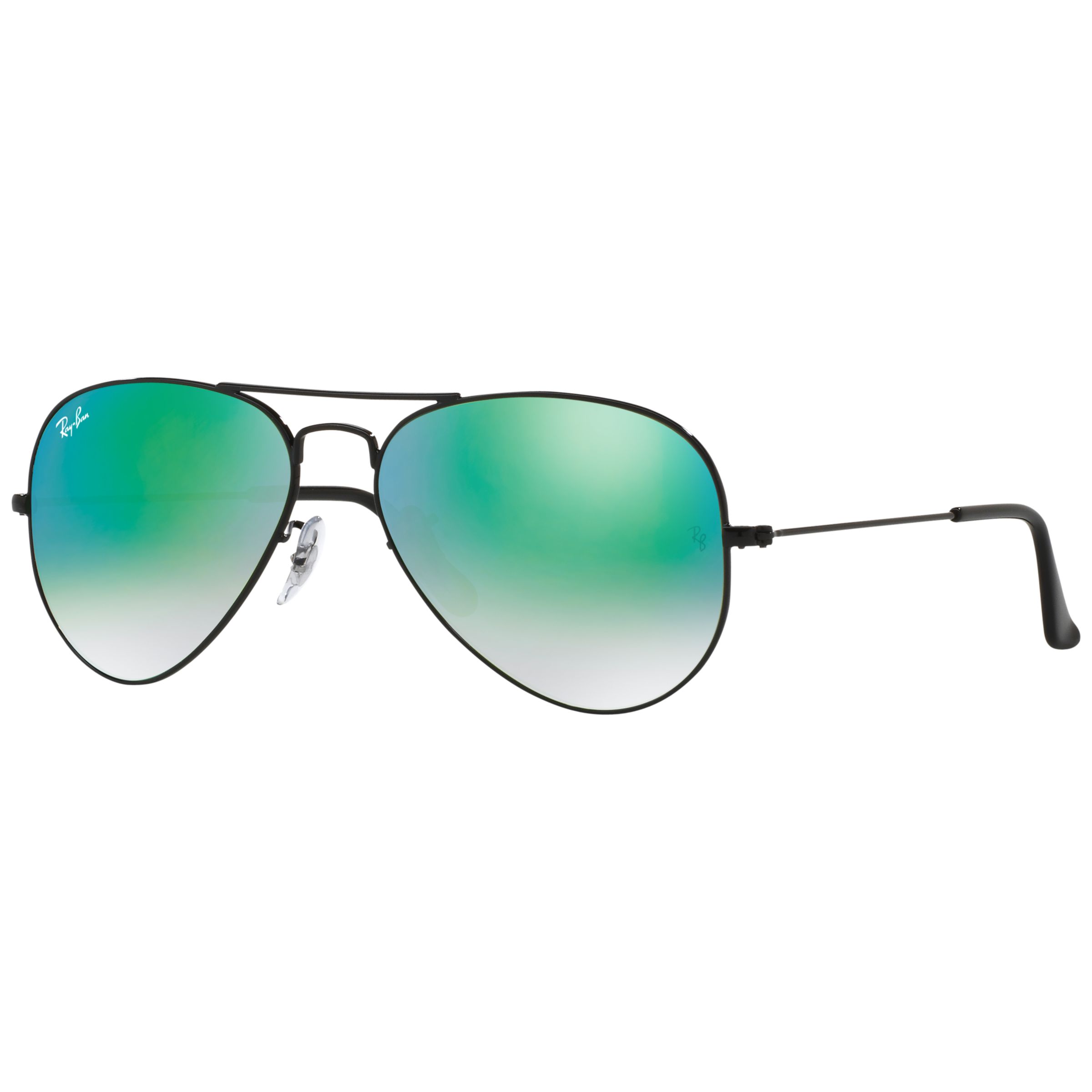 Ray-Ban RB3025 Original Aviator Sunglasses, Black/Mirror Green