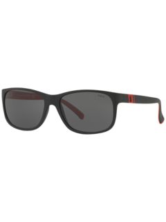 Polo Ralph Lauren PH4109 Men's Oval Sunglasses, Black/Red