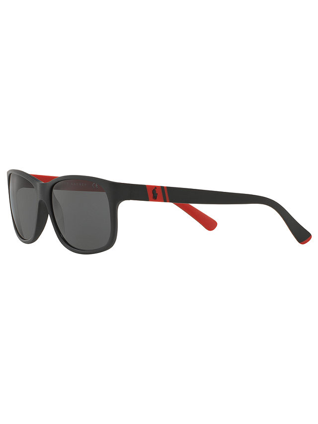 Polo Ralph Lauren PH4109 Men's Oval Sunglasses, Black/Red
