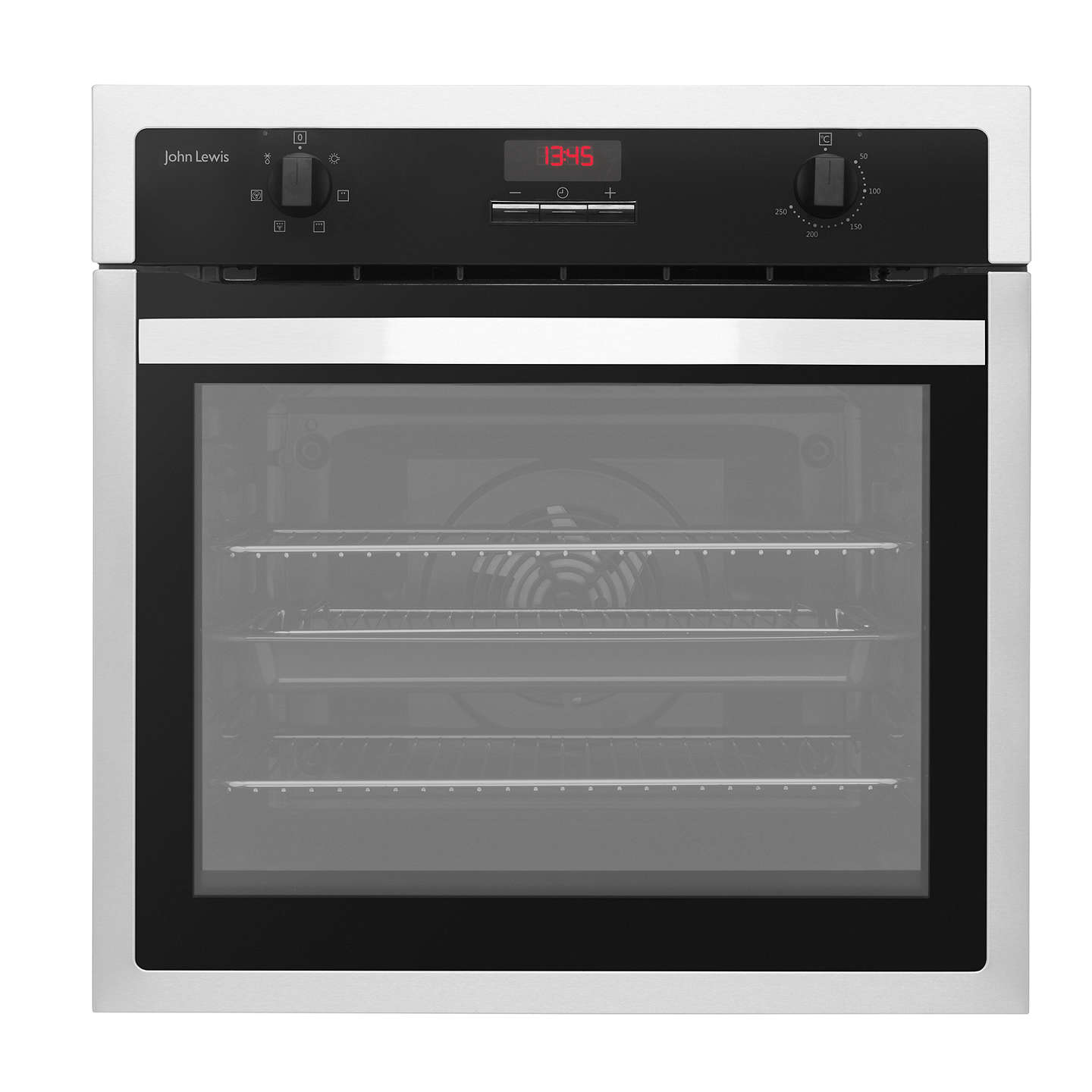 John Lewis JLBIOS621 Electric Single Oven, Black/Stainless Steel at ...
