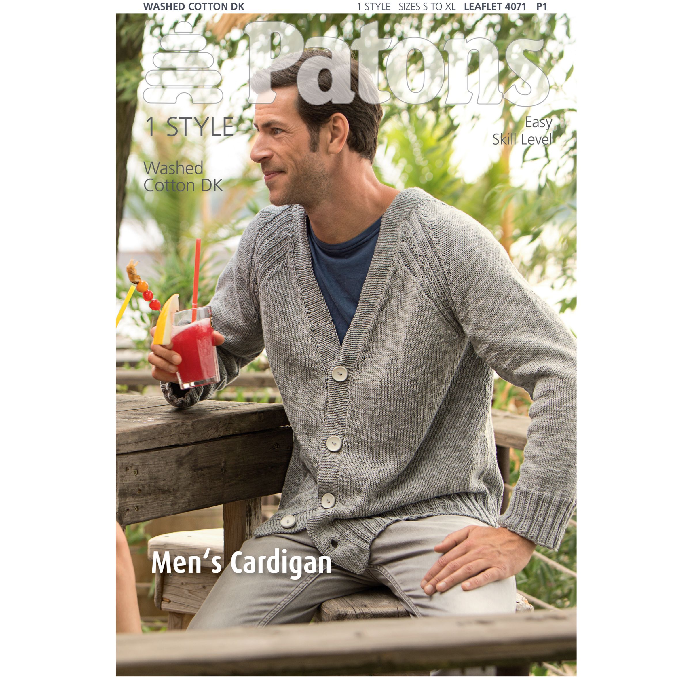 Patons Yarn Washed Cotton Dk Men S Cardigan Knitting Pattern