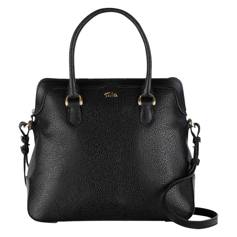 Buy Tula Rye Leather Medium Zip Top Leather Grab Bag, Black | John Lewis