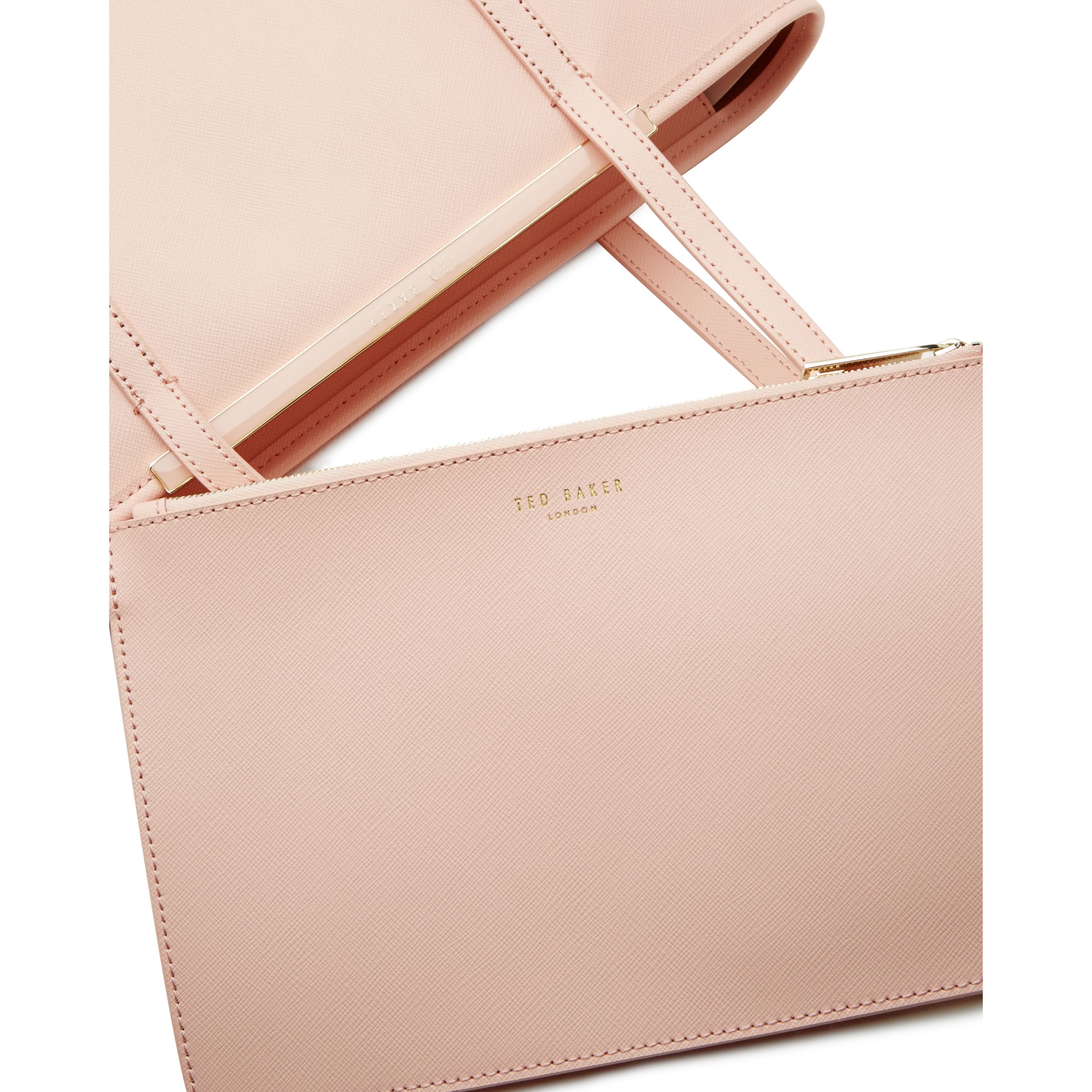 Ted Baker Ammber Small Crosshatch Leather Shopper Bag, Peach