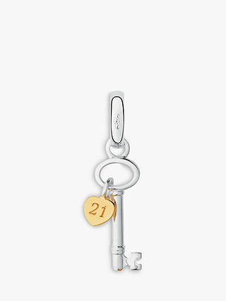 Links of London Sterling Silver 21st Birthday Heart Charm, Silver/Gold