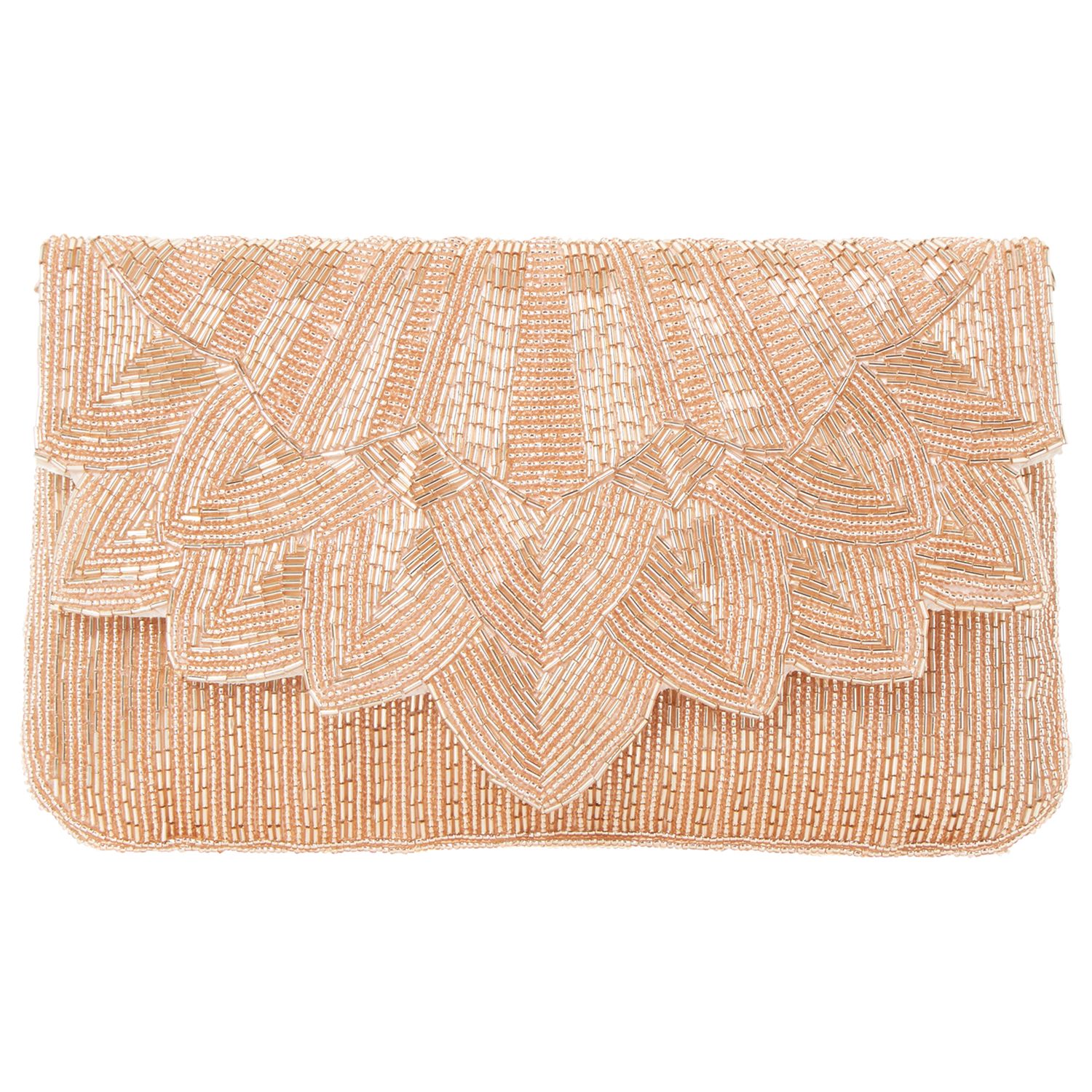 rose gold beaded clutch