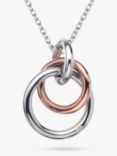 Hot Diamonds Eternity Interlock Pendant Necklace, Silver/Rose Gold