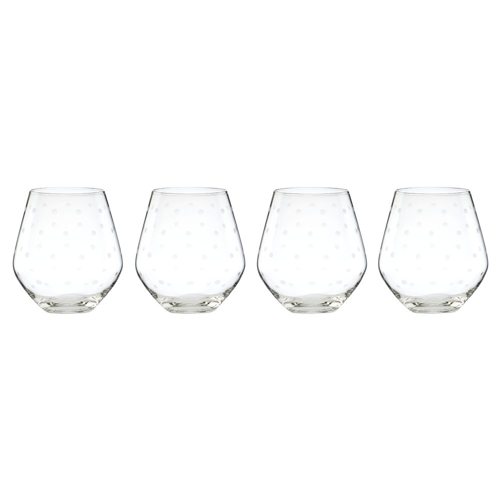 kate spade new york Larabee Etched Stemless Wine Glasses, Set of 4