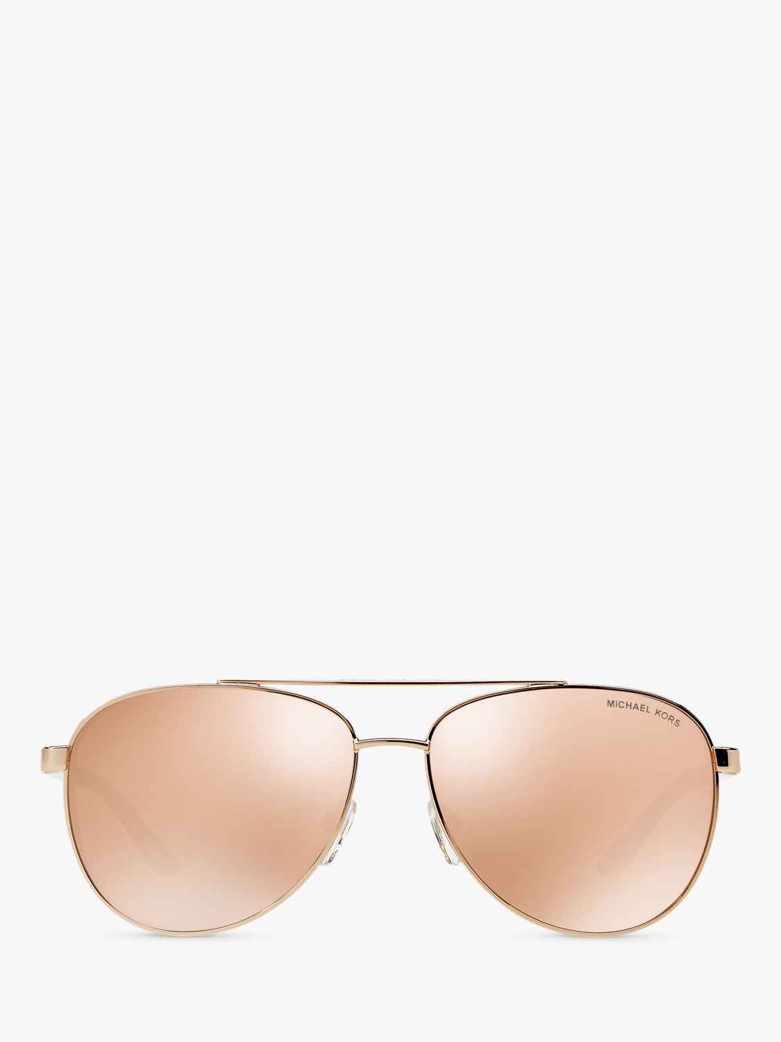 Michael Kors MK5007 Hvar I Aviator Sunglasses, Rose Gold/Mirror Beige at  John Lewis & Partners