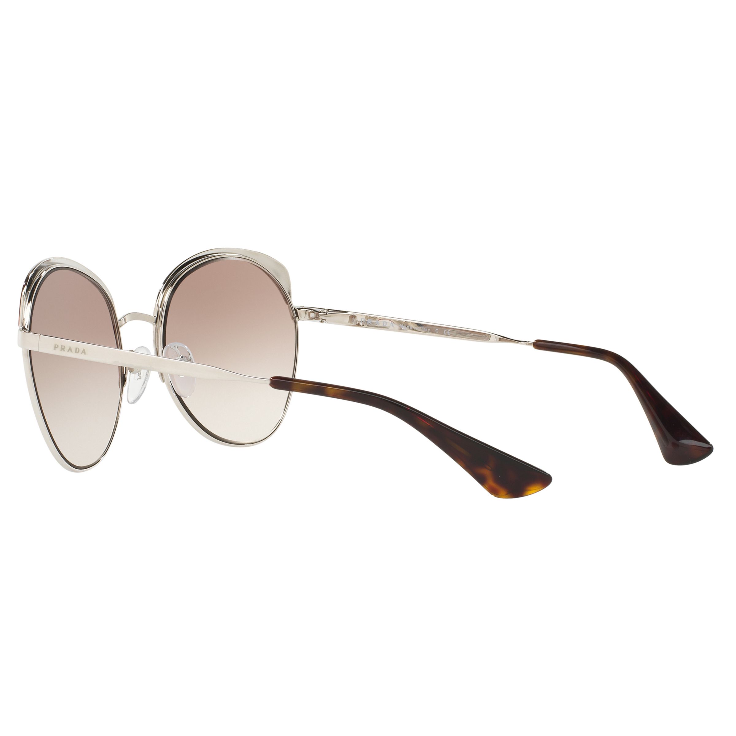 Prada PR 54SS Round Half Frame Sunglasses, Silver at John Lewis & Partners