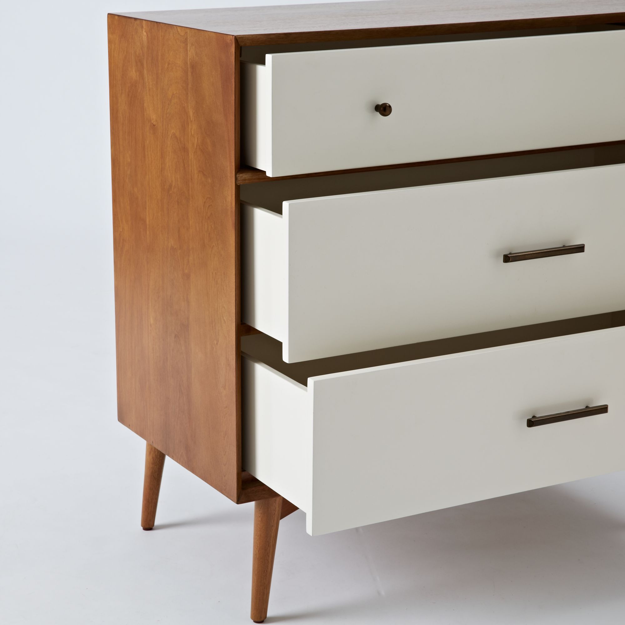 West Elm Mid Century 3 Drawer Chest White Acorn At John Lewis