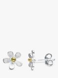 Nina B Satin Flower Stud Earrings, Silver
