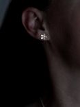Nina B Satin Flower Stud Earrings, Silver