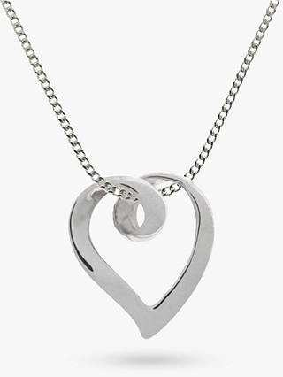 Nina B 9ct White Gold Large Heart Pendant Necklace, White Gold