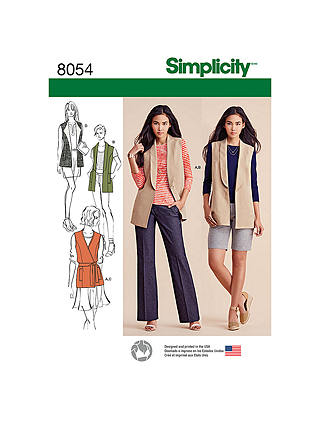 Simplicity Women's Sleeveless Jacket Sewing Pattern, 8054