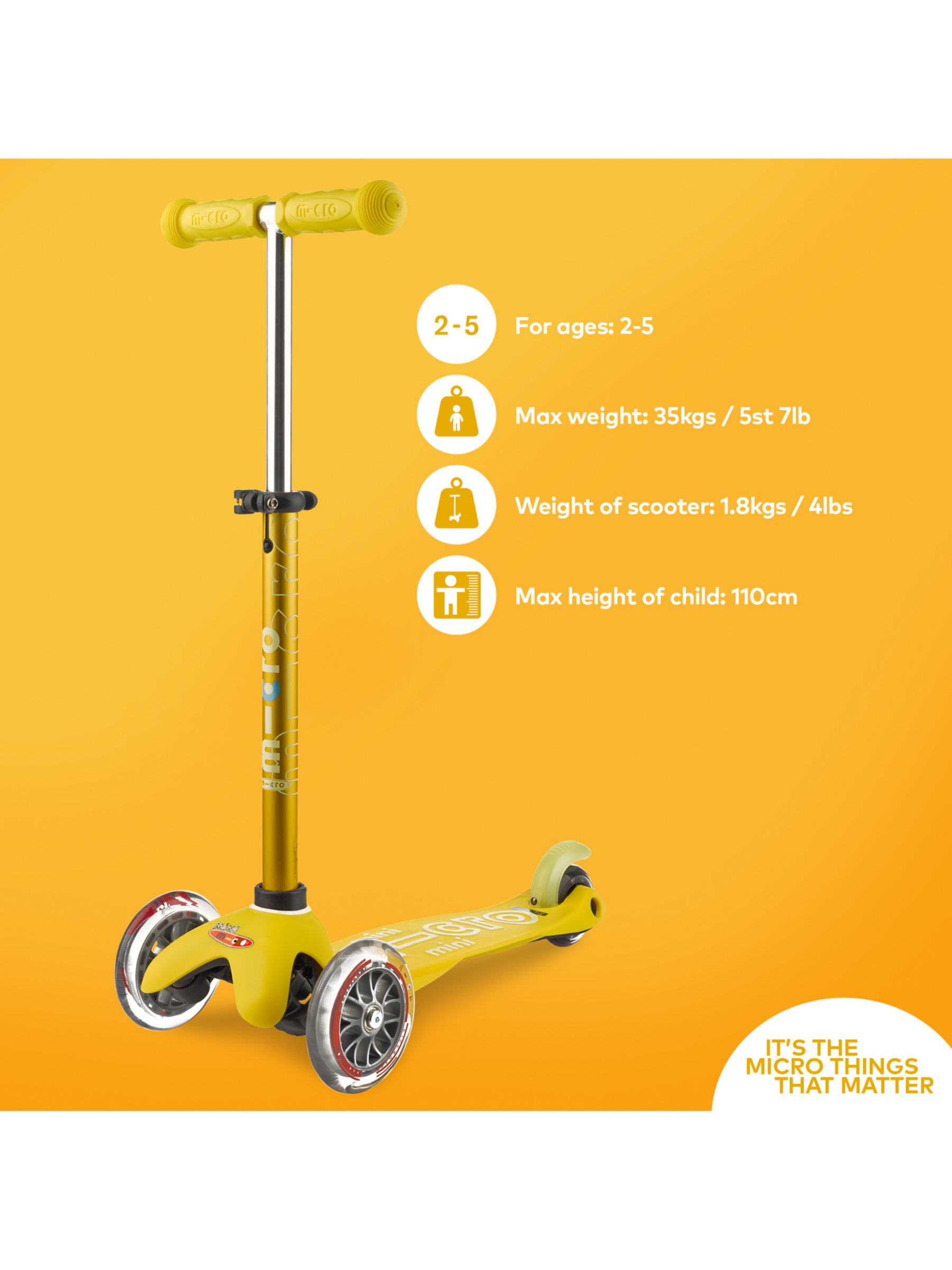 yellow mini micro scooter