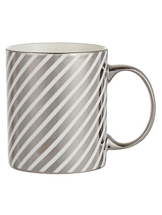 John Lewis & Partners Stripe Mug, Silver / White