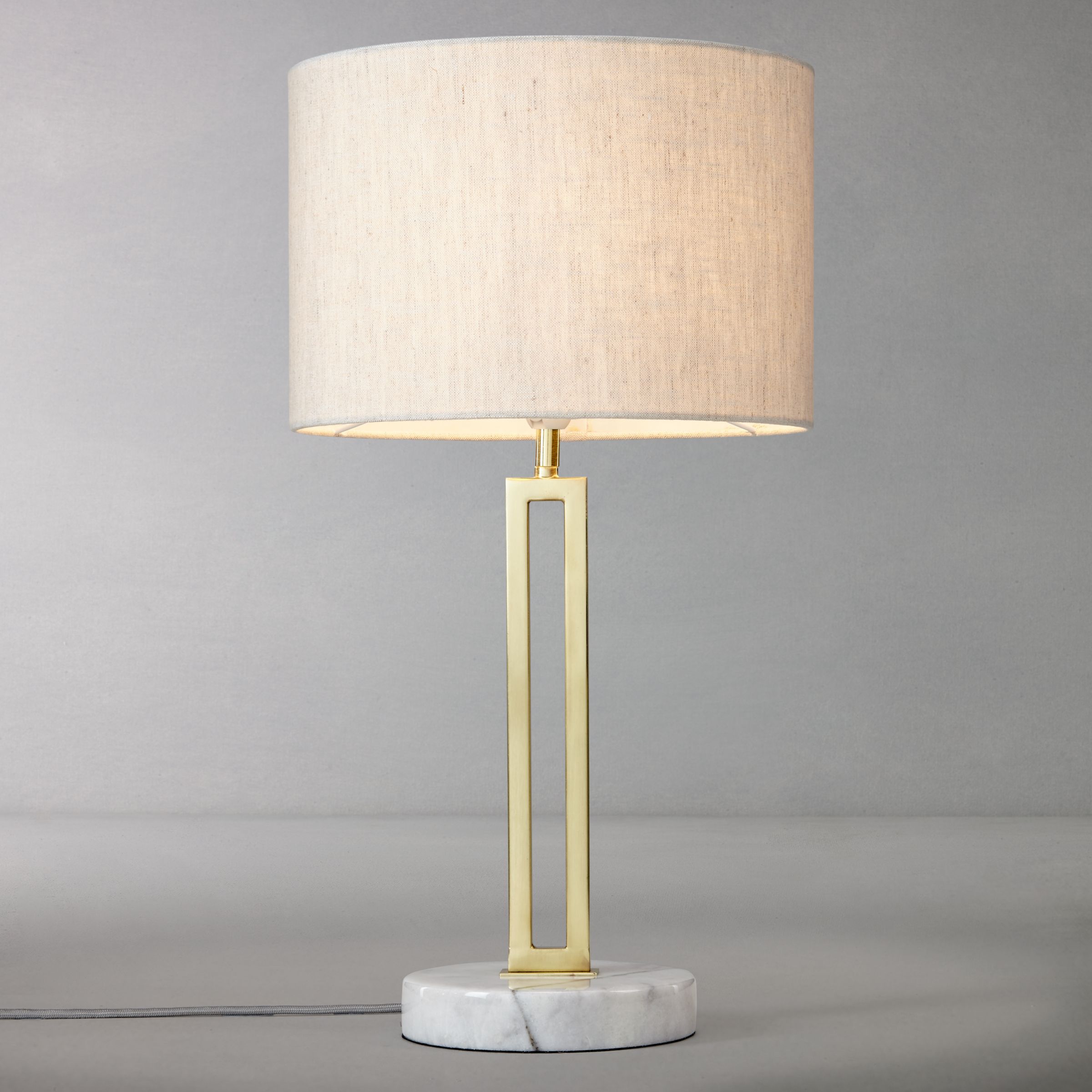 John Lewis & Partners Emmerson Twin Post Table Lamp, Satin Brass