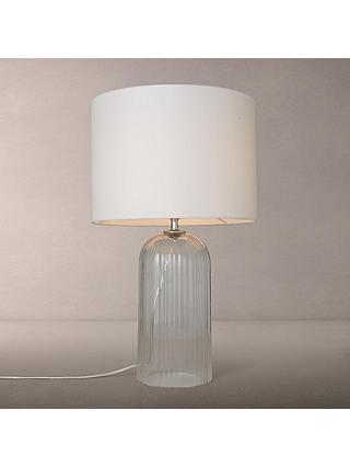 John Lewis & Partners Charles Ribbed Glass Table Lamp, Clear/White
