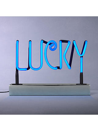 John Lewis & Partners Lucky Neon Sign, Blue