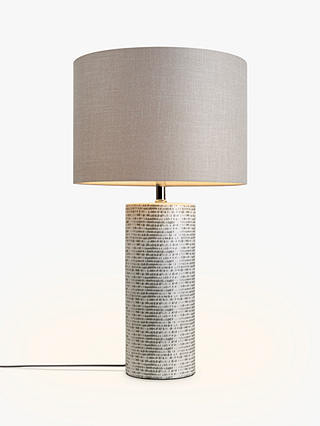 John Lewis & Partners Minna Large Ceramic Cylinder Table Lamp, Grey