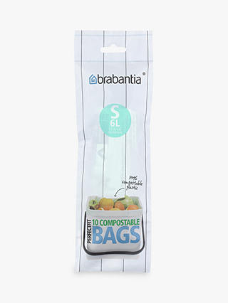 Brabantia Compostable Bin Liners, 6L - Size S, 10 Bags