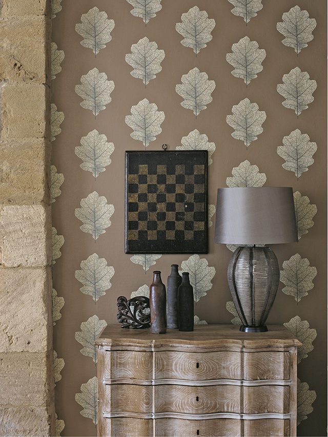 Sanderson Oak Filigree Wallpaper, Copper / Graphite DWOW215701