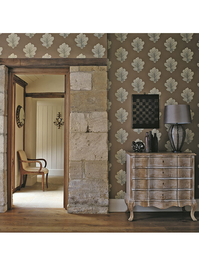 Sanderson Oak Filigree Wallpaper, Copper / Graphite DWOW215701