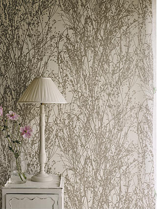 Sanderson Meadow Canvas Wallpaper, Gilver / Linen DWOW215693