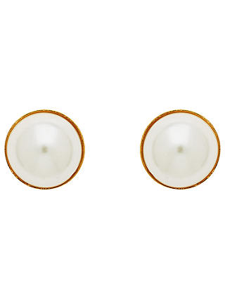Finesse Half Glass Pearl Stud Earrings, White