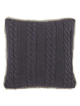 John Lewis & Partners Cable Knit & Faux Fur Cushion