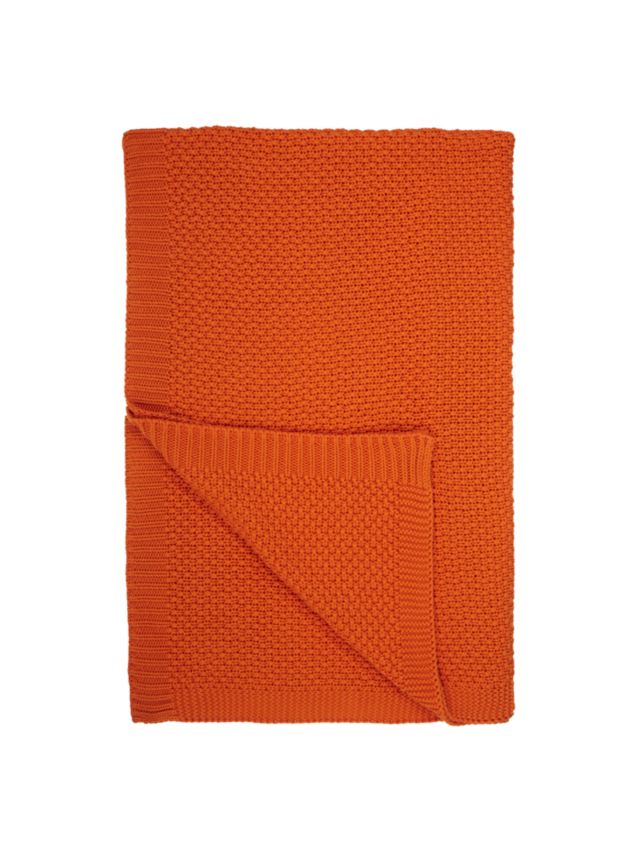 John Lewis Textured Knitted Throw Clementine