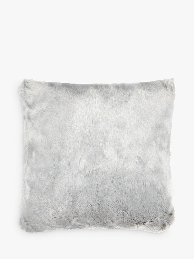 John Lewis & Partners Faux Fur Cushion, Ice Grey