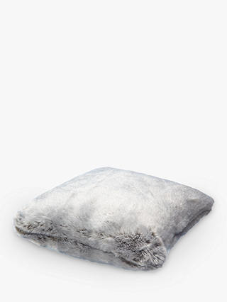 John Lewis & Partners Faux Fur Cushion, Ice Grey