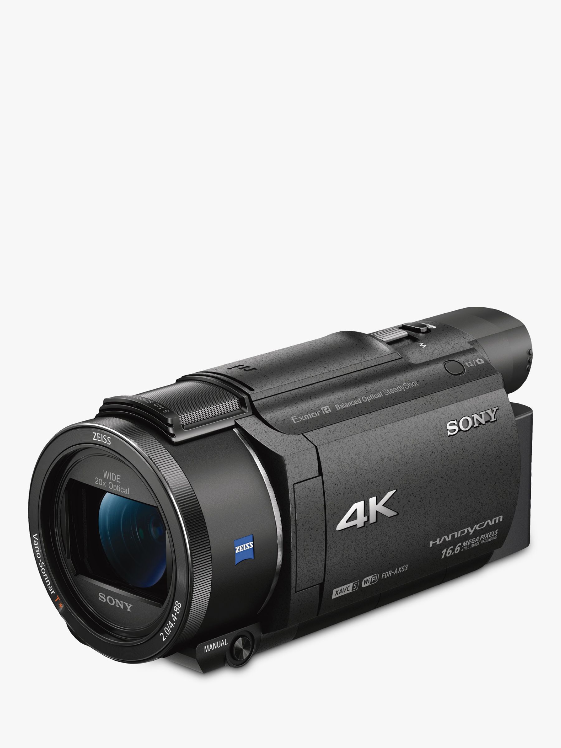 Sony FDR-AX53 Handycam with 4K Ultra-HD, Balanced Optical SteadyShot, 8.29MP, 20x Optical Zoom, NFC, Wi-Fi, 3 WhiteMagic LCD Screen, Black