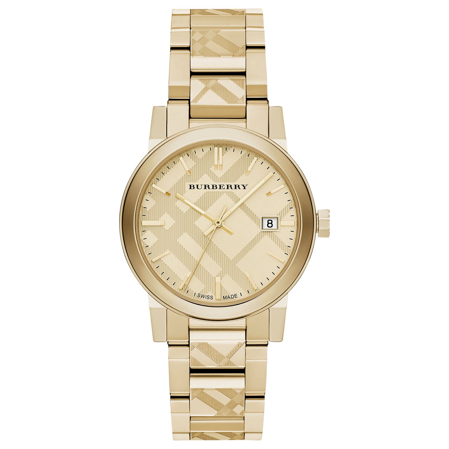 Burberry BU9038 Women's The City Date Bracelet Strap Watch, Gold