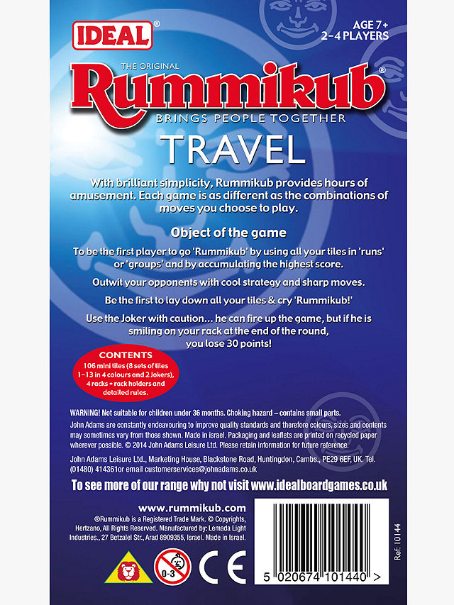 John Adams Rummikub Travel Game