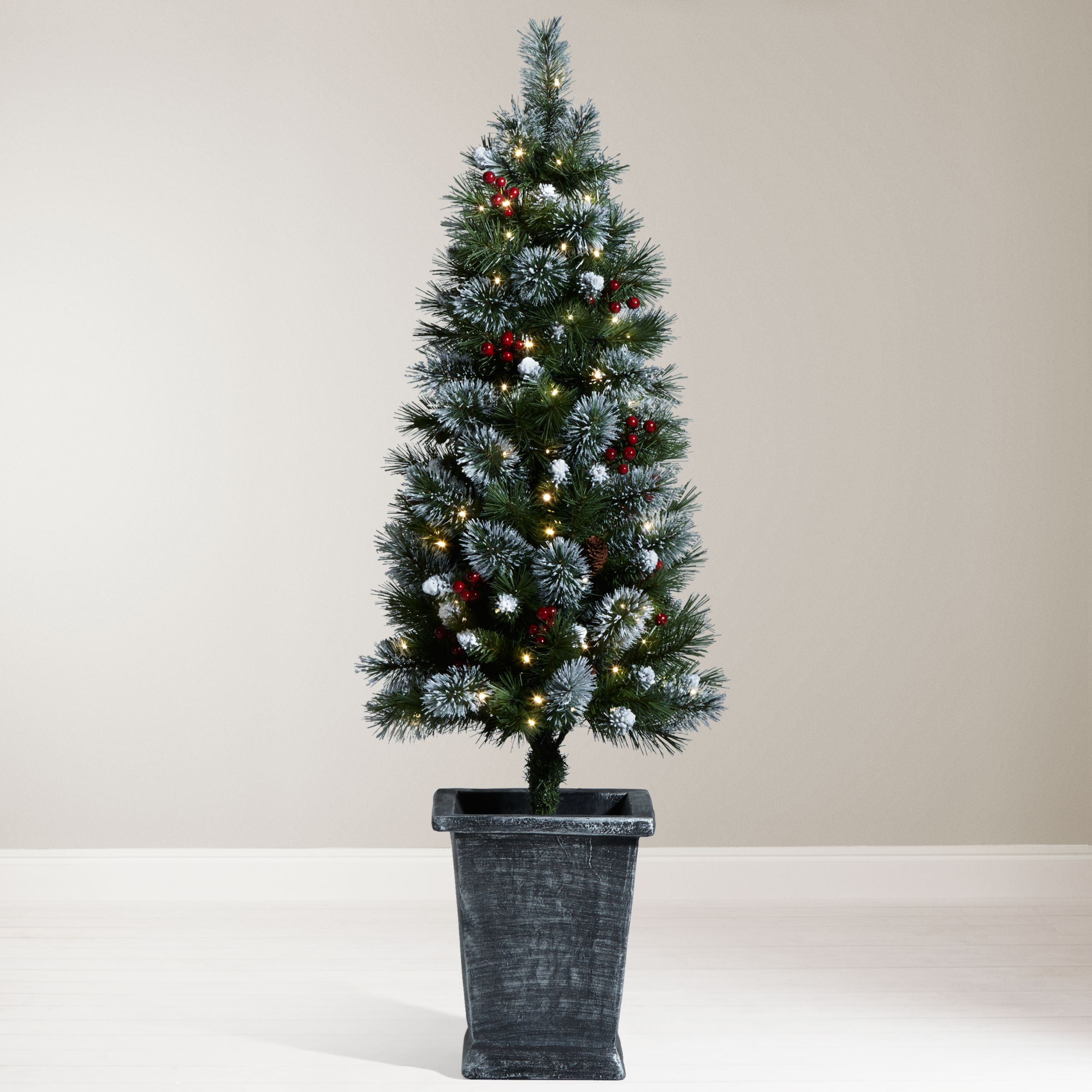 Buy John Lewis Pre-Lit Potted Christmas Tree, 4.5ft | John Lewis