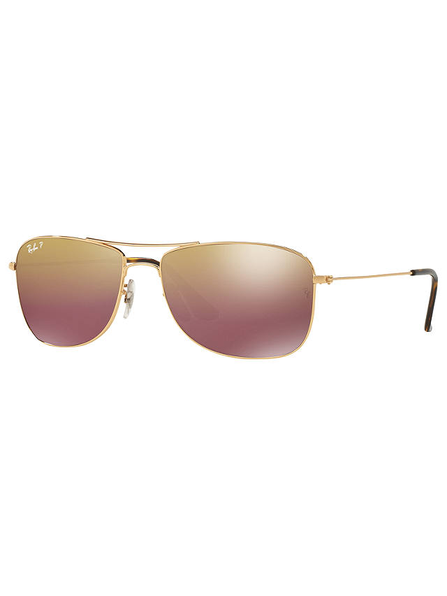 Ray-Ban RB3543 Polarised Aviator Sunglasses, Gold/Mirror Brown