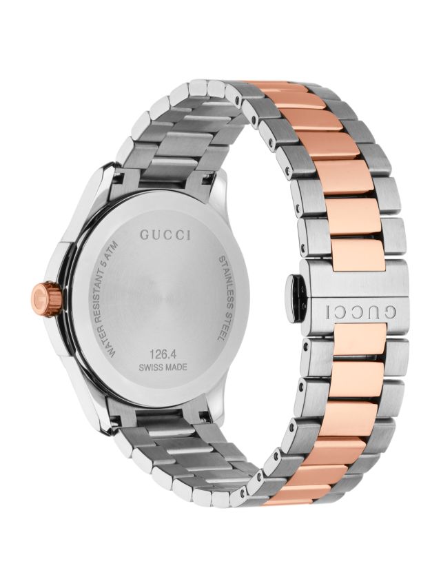 Gucci YA126446 Men's G-Timeless Date Two Tone Bracelet Strap Watch 