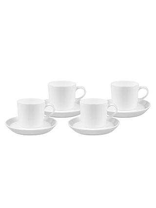 John Lewis & Partners Cornet Bone China Espresso Cup and Saucer, Set of 4, White
