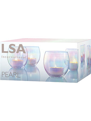 LSA International Pearl Tealight Holder & Candles, Set of 4