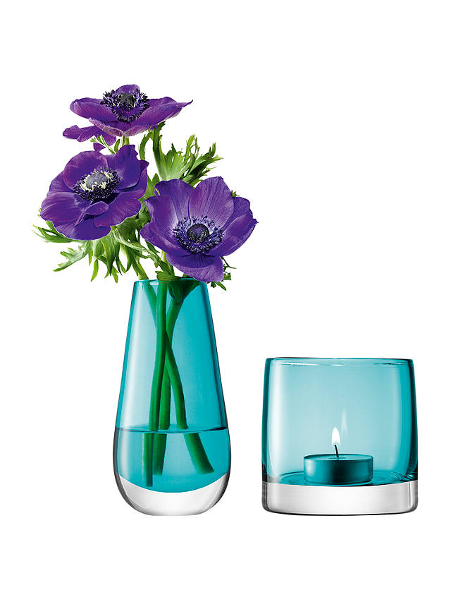 LSA International Flower Bud Vase and Tealight Holder, Peacock