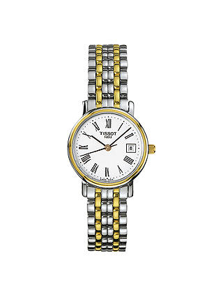 Tissot T52228113 Women's Desire Date Two Tone Bracelet Strap Watch, Silver/Gold
