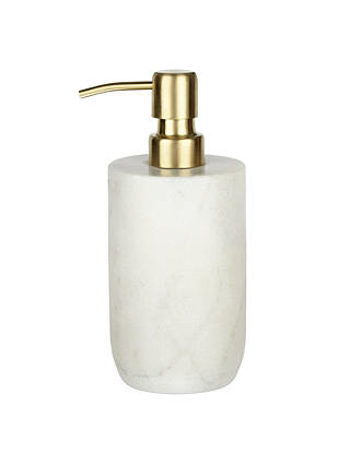 John Lewis & Partners White Marble Soap Dispenser, Brass
