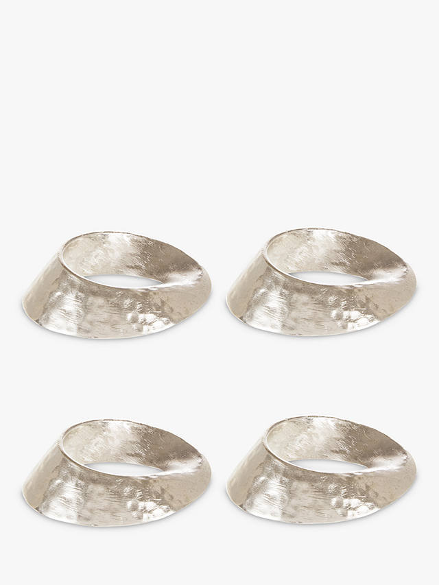 John Lewis & Partners Swirl Napkin Rings, Set of 4, Silver