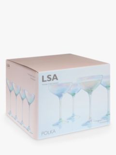 LSA International Polka Champagne Saucer, Mother of Pearl, Set of 4