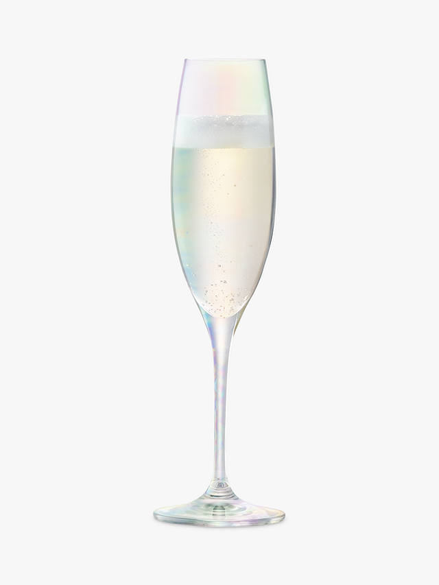 LSA International Polka Champagne Flute, Mother of Pearl, Set of 4