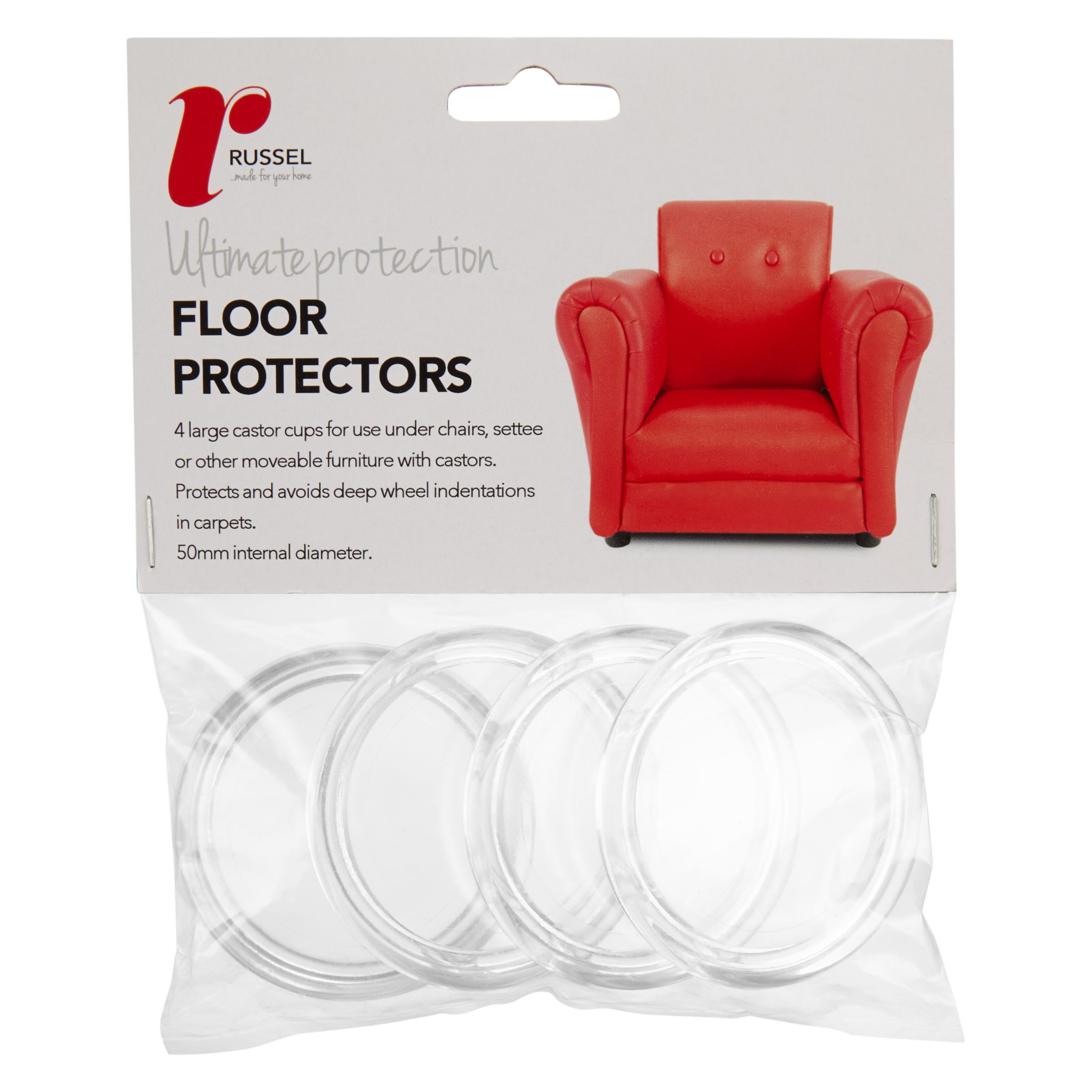 Russel Acrylic Floor Protector Cups Pack Of 4 50mm At John Lewis