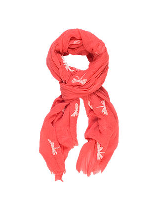 Chesca Dragonfly Print Scarf, Coral