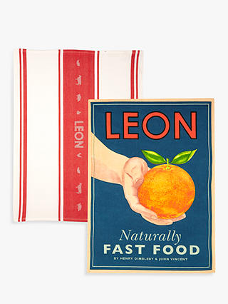 LEON Tea Towels, Orange, Set of 2